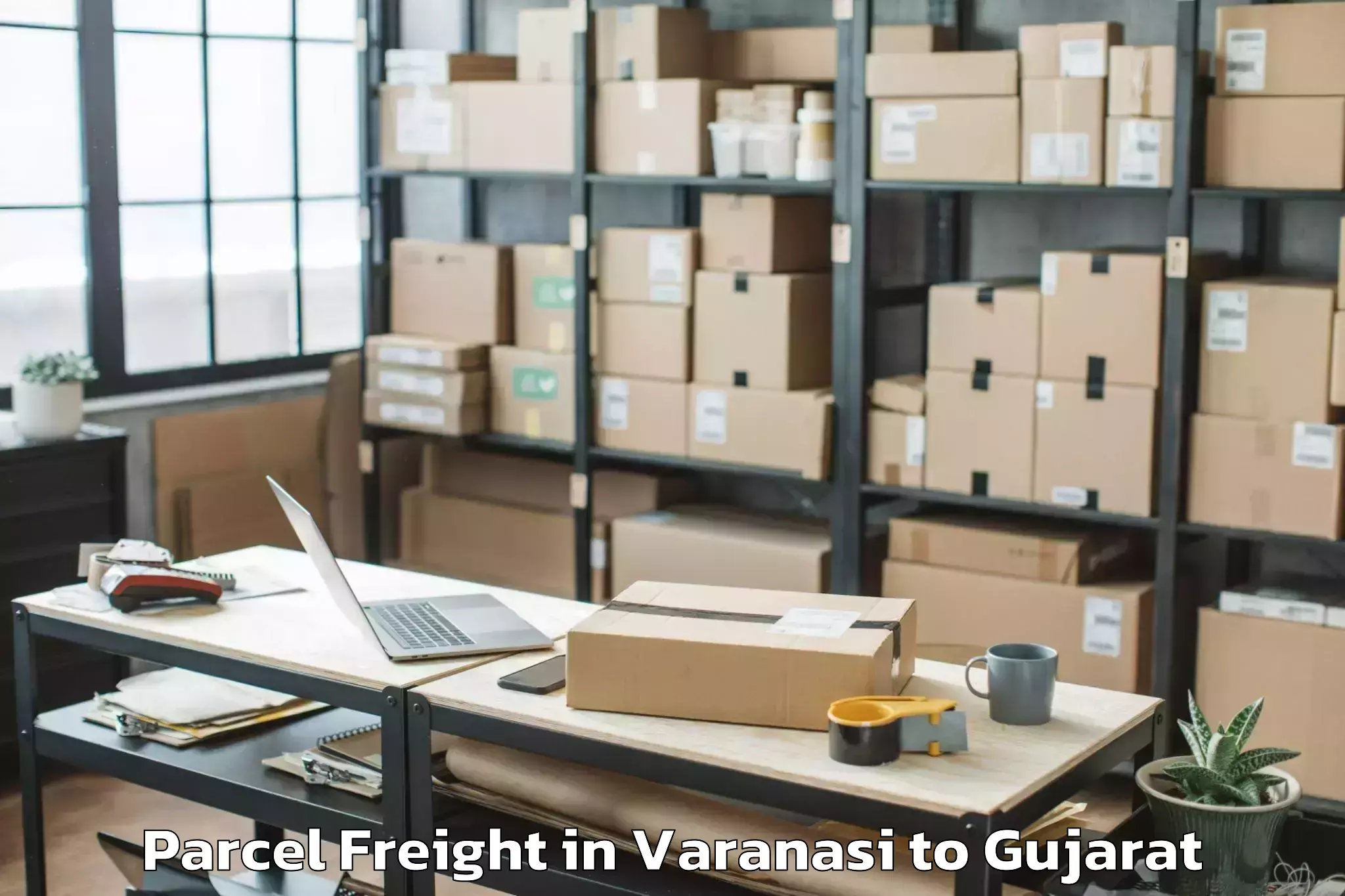 Easy Varanasi to Bhiloda Parcel Freight Booking